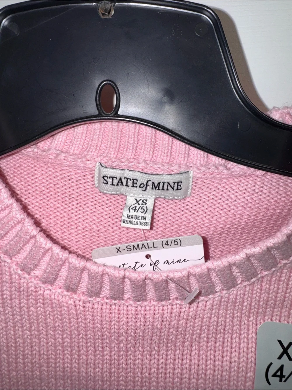 State of Mine Girl’s Pink Knit Sweater With Flag Size Girls XS(4/5) NEW!